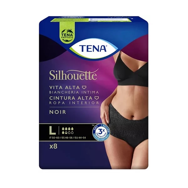 Tena Silhouette Cueca Preto Cintura Alta.webp